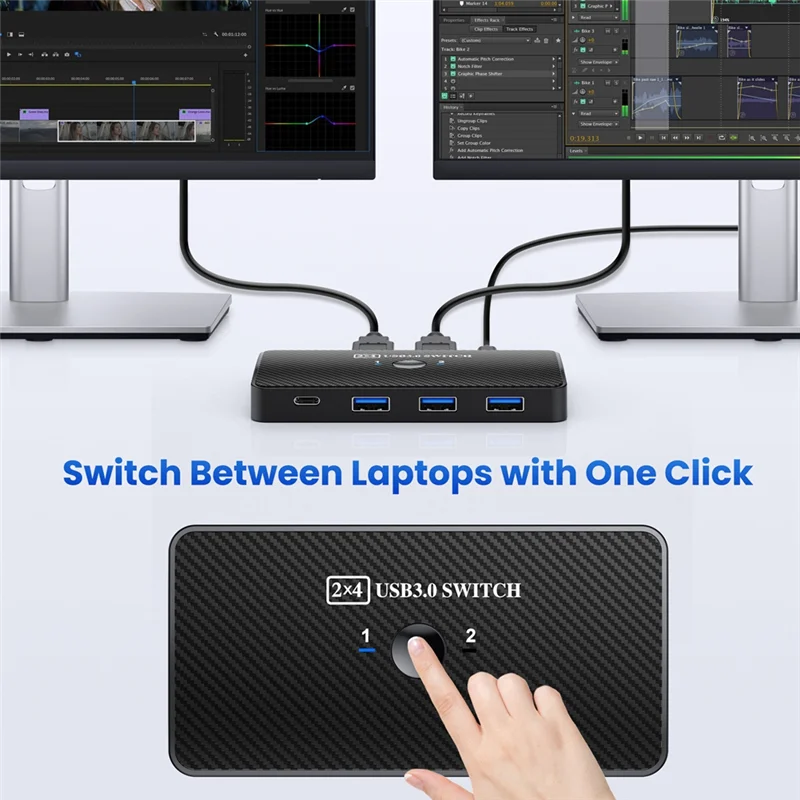 ABSQ-USB3.0 スイッチアダプタ 2 入力 4 出力 USB 3.0 スイッチャー KVM スイッチャー プリンターシェアラー コンピューターキーボード用 USB スイッチ