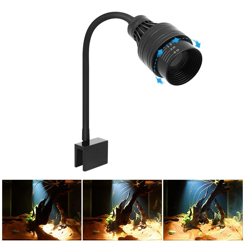 

Aquarium Led Light Fish Tank Decoration Adjustable Focus Spotlight Plants Grow Lamp Turtle Reptiles Accessories 9w 12w 15w