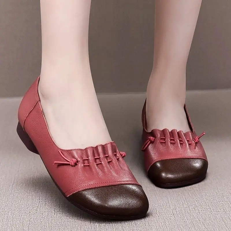 

Туфли женские на низком каблуке, искусственная кожа, резина, классические, обувь в римском стиле