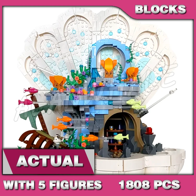 1808pcs Creative Princess Little Mermaid Royal Clamshell Underwater Throne Rock 68009 Building Block toys Compatible With Model