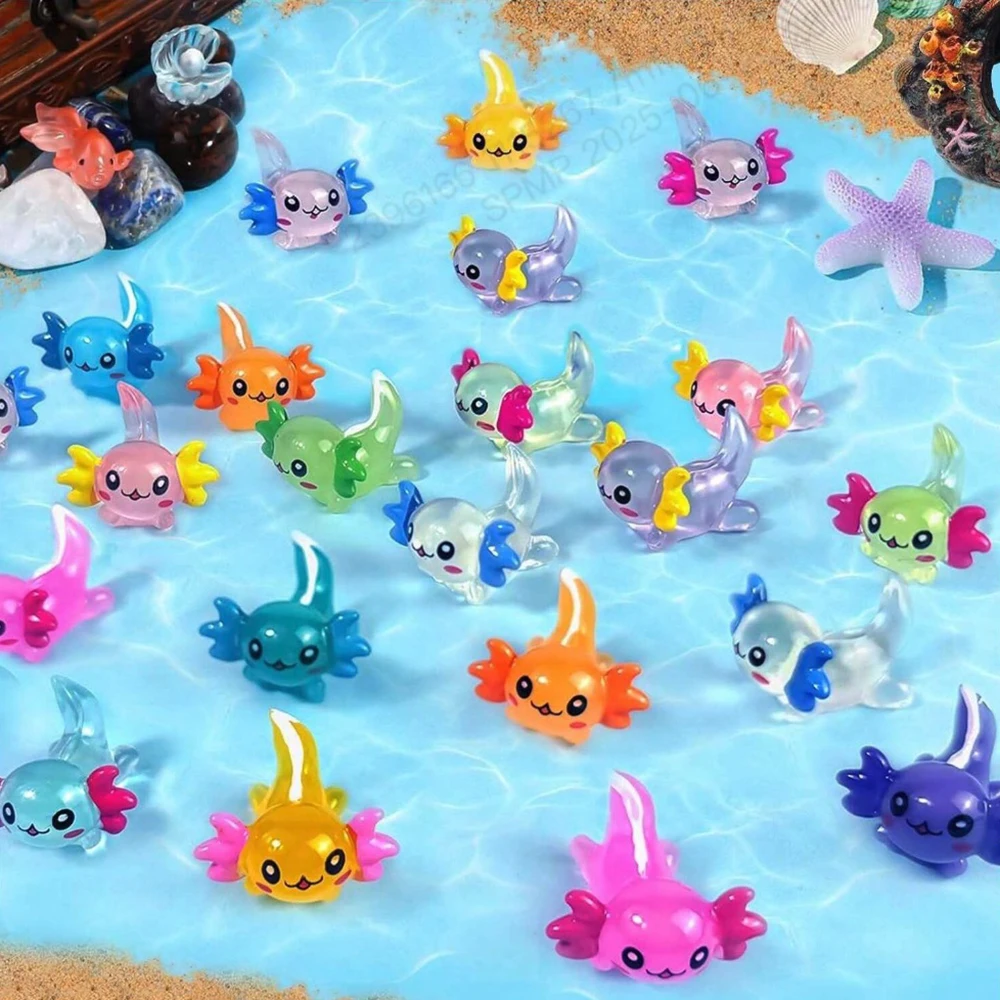 Mini Resin Axolotl Animals Tiny Axolotl Figurine for Fairy Garden Landscape Aquarium Potted Plant Prank Game DIY Ornament Party