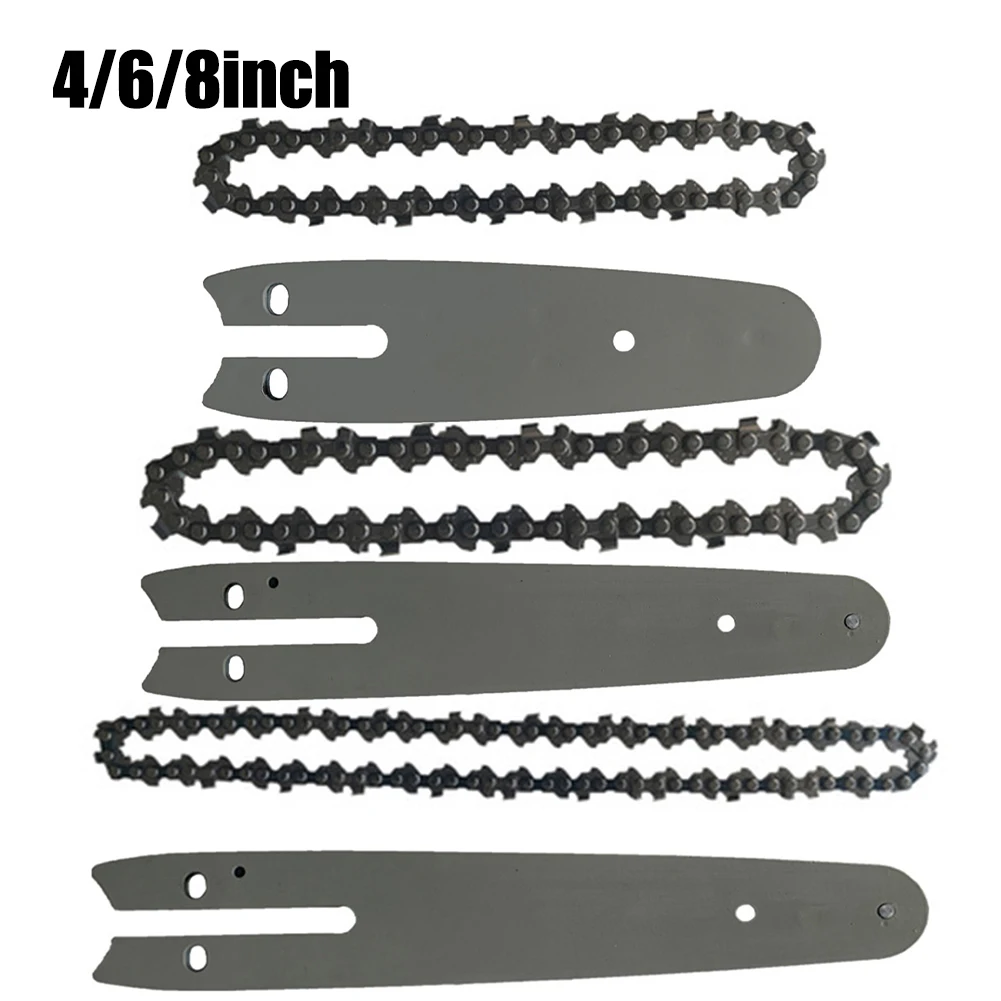 

4/6/8 Inch Electric Chain And Guide Plate Set Mini Chainsaw Replacement Chain Saw Carpentry Accessories Power Tools Blade