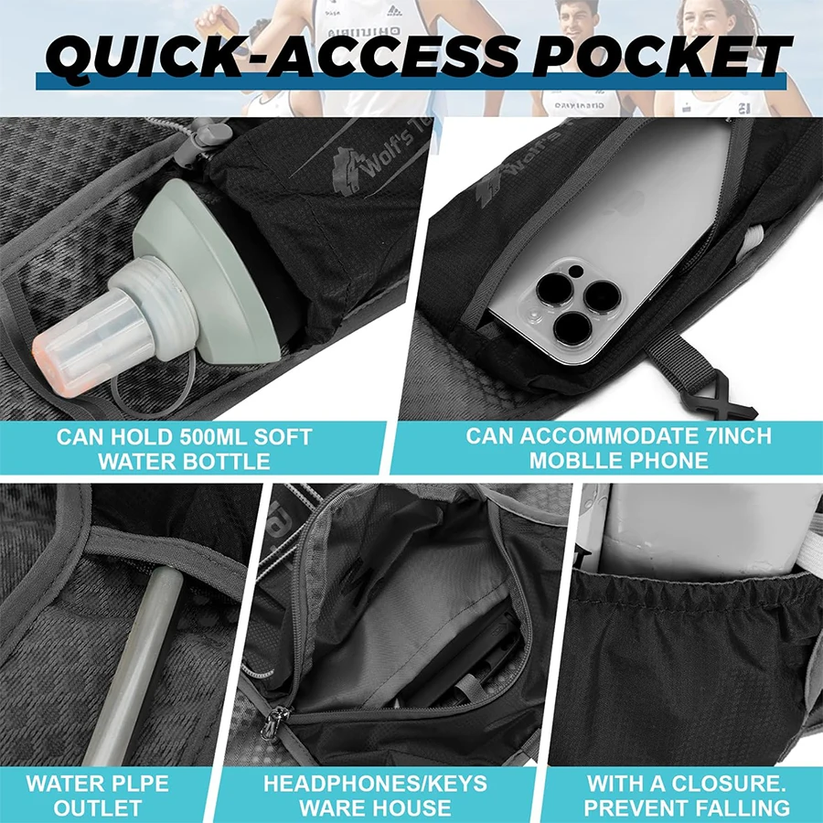 Hydration Backpack with 2L Water Bladder, Lightweight Running Vest for Women Men, Adjustable Straps, Multi-Pocket Water backpack