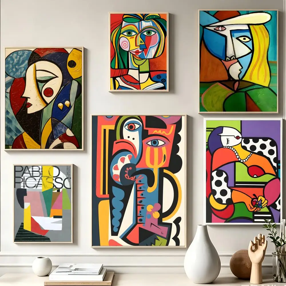Pintura de P-Pablo Ruiz y Picasso, caligrafía, pintura impresa en lienzo de alta definición, decoración de pared del hogar, sin marco