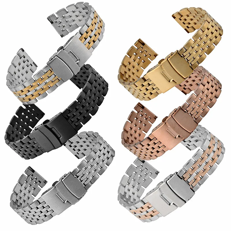 

Quick Release Stainless Steel Watch Strap for 18 19 20 21 22 23 24mm Universal Flat End Metal Watch Band Bracelet with Tool