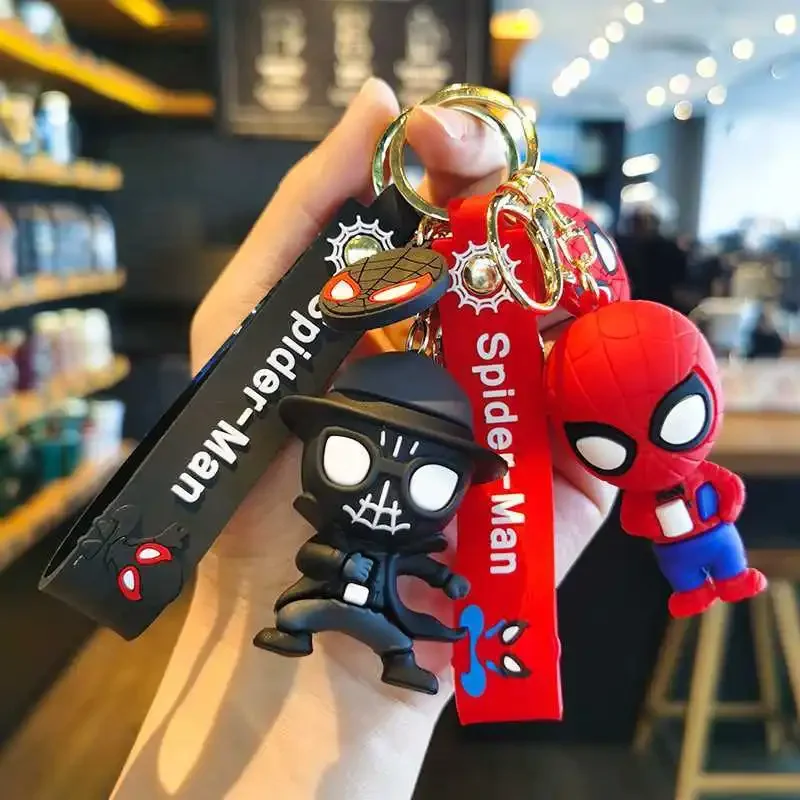 The Avengers Spiderman Peripheral Movies Creative 3D Doll Shape Car Keychain Hanging Chain Boys and Girls Bag Decoration Gift