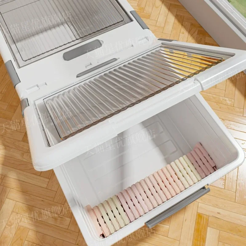 Transparent Large Capacity Under Bed Drawer Storage with Wheels, Rolling Container for Clothes, Space Saving Bedroom Organizer
