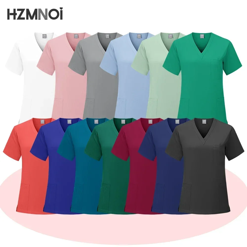 Classic Nurse Scrubs Set Men Woman Nurse Accessories Medical Uniform Surgical Dental Clinical Top Pants Lab Workwear Clothes