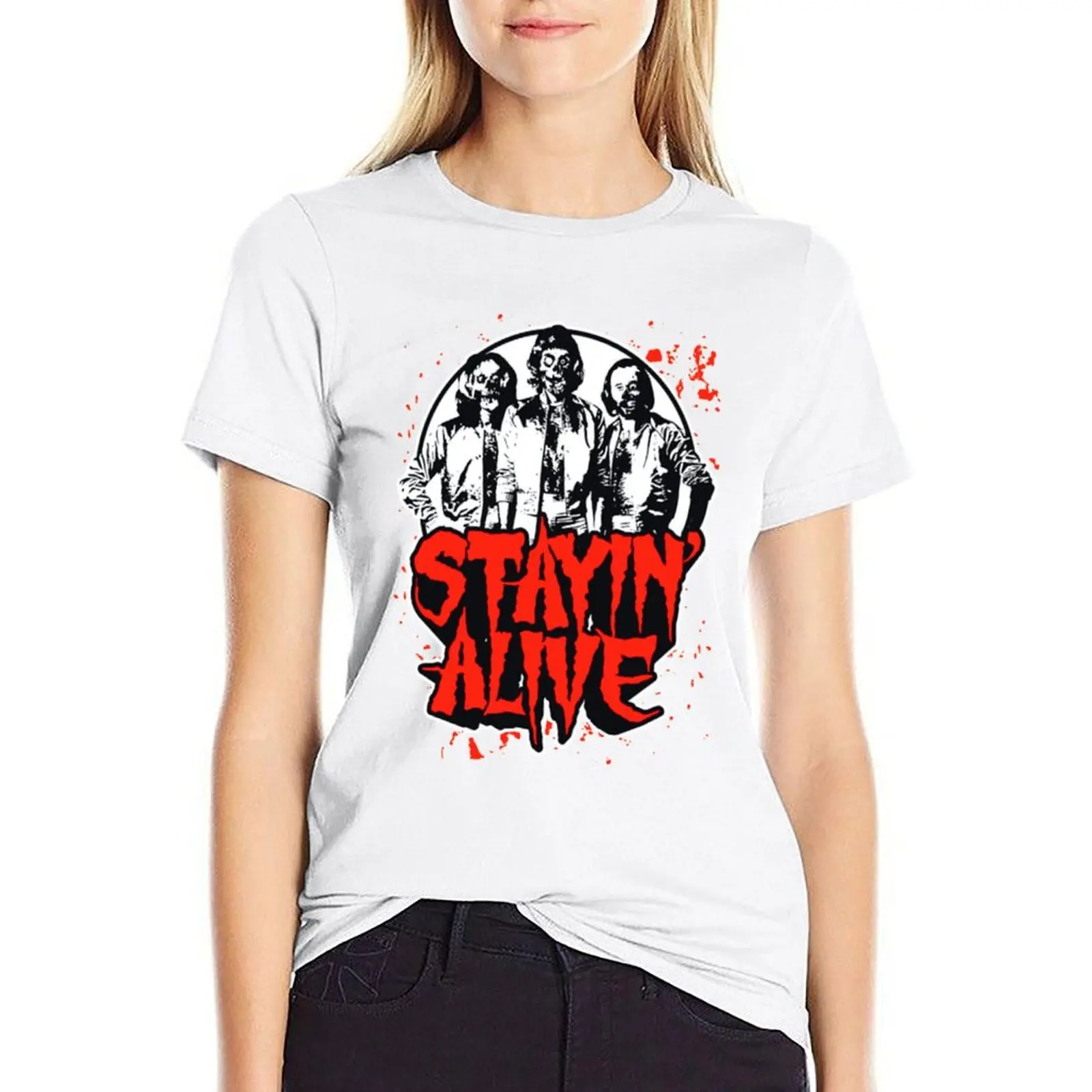 

THE BEE GEES STAY ALIVE T-shirt female tees kawaii clothes plain t shirts for Women