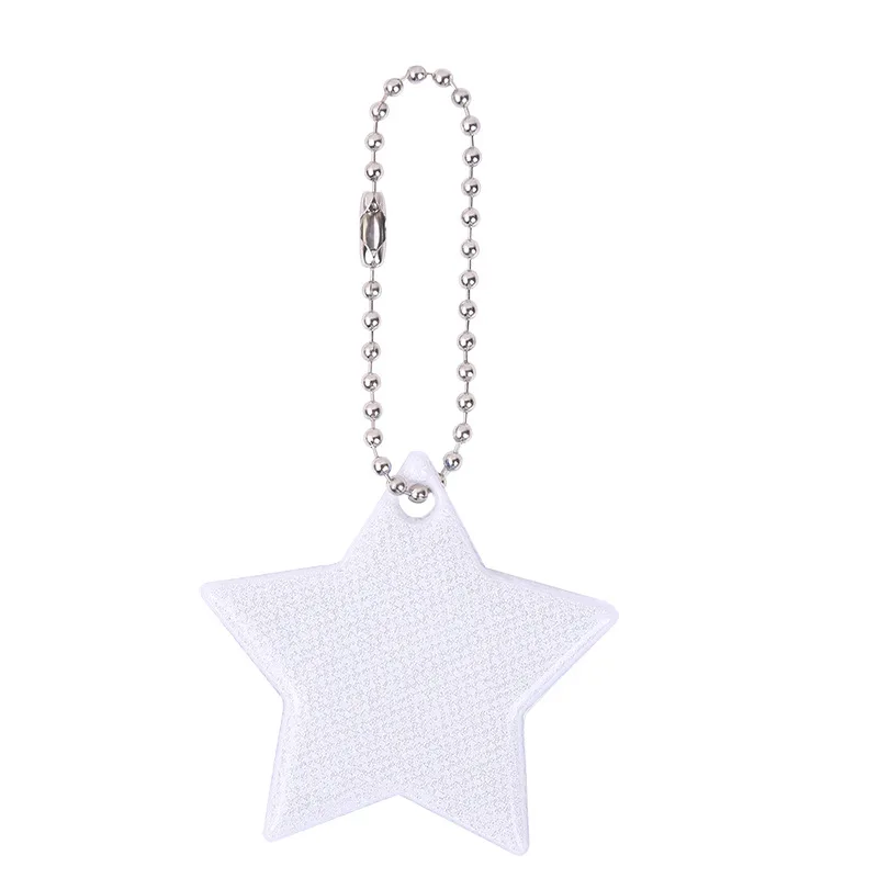 5Pcs White Star Reflective Pendant Night Running Cycling Warning Car Reflective Signs Dark Luminous Labels for Student Schoolbag
