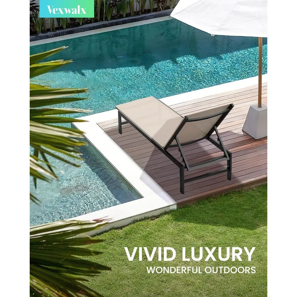 

Outdoor Lounge Chair for Pool, Aluminum Chaise Lounge Chairs with 5Position Recliner, Patio Lounge Chair for Backyard, Poolside
