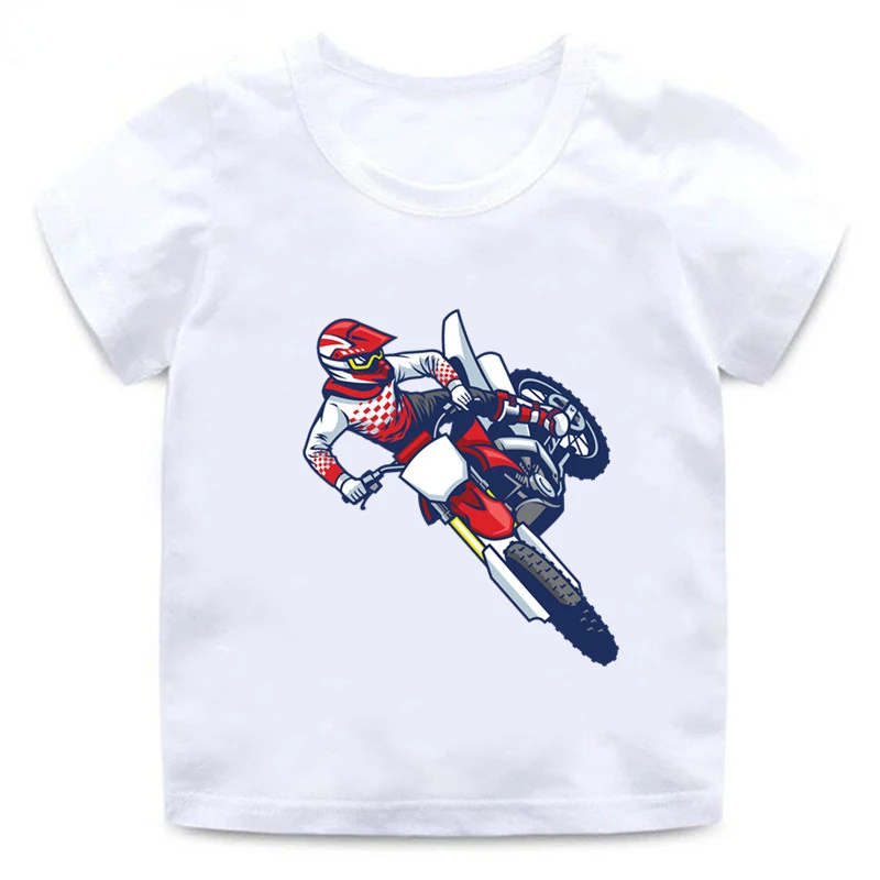 Funny Motorcycle Motocross Rider Cool Kids T-Shirt Baby Boys Casual Funny T Shirt Children Streetwear Girls/Boys Clothes 3-15y