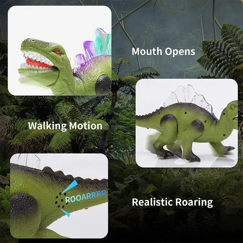Brinquedo de Dinossauro Elétrico, Dinossauro Realista com Som de Rugido, Movimento de Caminhada e Luzes LED, Brinquedo Educativo e Divertido para Crianças