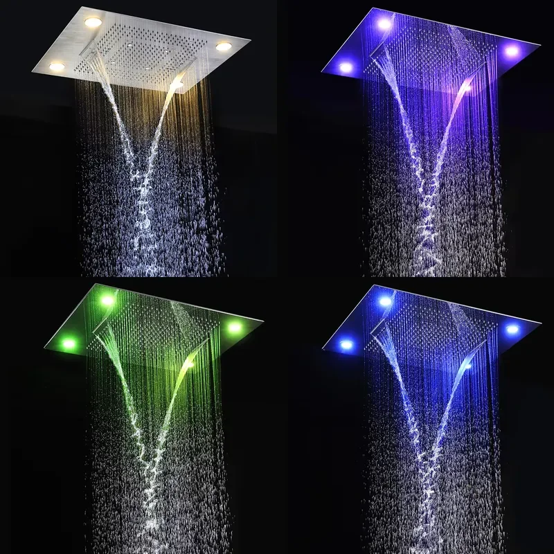Black Shower Head Set Thermostatic Mixer High Flow Large 800x600mm Rain Spray Shower Panel Faucet 2 Inch Body Jets view 4