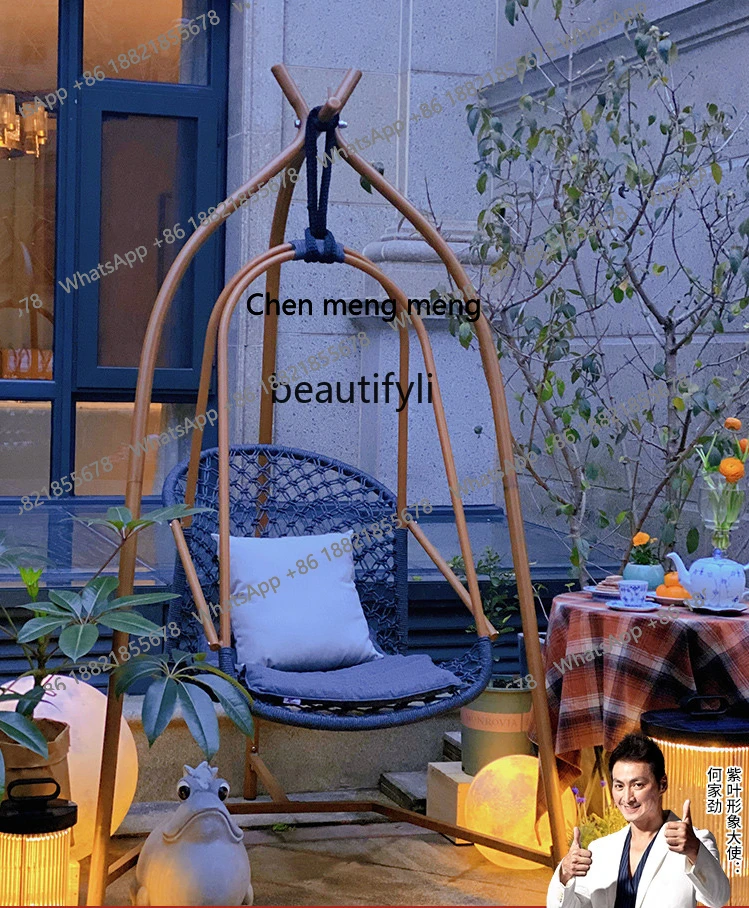 S7486 ss Home Glider Altalena per interni Sedia Nacelle Soggiorno Balcone esterno Luce di lusso Sedia a culla singola Mobili da esterno