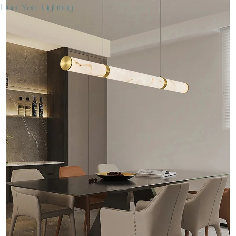 

Marble Pendant Lamp Modern Pendant Lighting For Kitchen Island Linear Hanging Lamp For Dining Room Long Hanging Light Fixtures