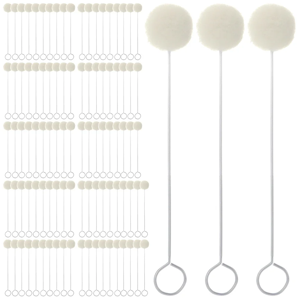 100pc DIY Wool Ball Dye Brushes for Leather Dyeing Crafts Tool- Professional Stain Application Tool with Stainless Steel Handle