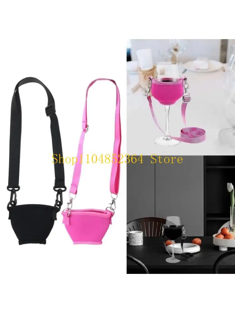 

652F 5 шт. держатель для напитков с шейным ремнем регулируемые ремешки для бокалов для вина неопреновый рукав держатель для для