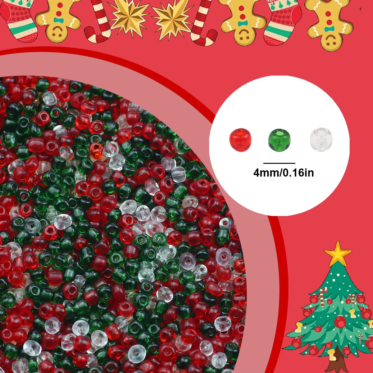 2/3/4mm Christmas Style Clear Acrylic Millet Beads Loose Spacers For Jewelry Making DIY Pendants Earrings Bracelets Accessories