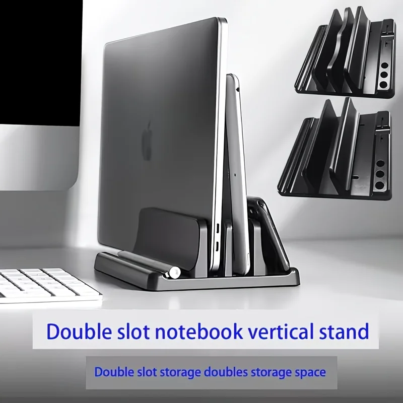 Adjustable Plastic Laptop Stand 2‑in‑1 Desktop Storage Holder Compatible For MacBook Pro Air Mac