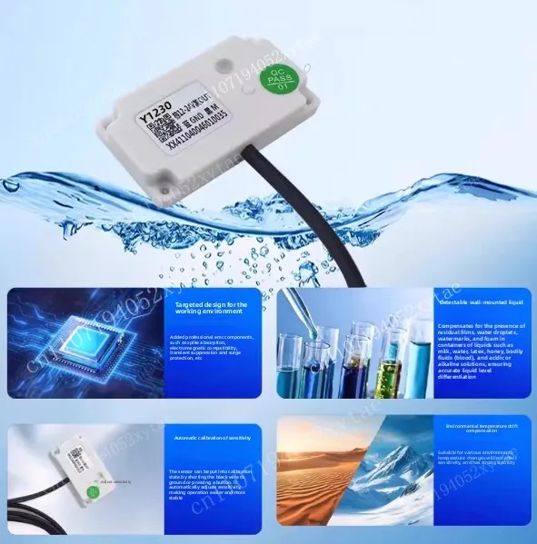 Square Non-Contact Liquid Level Proximity Switch Capacitive Oil Level Sensor Non-Metallic Oil Detection Pipeline Induction