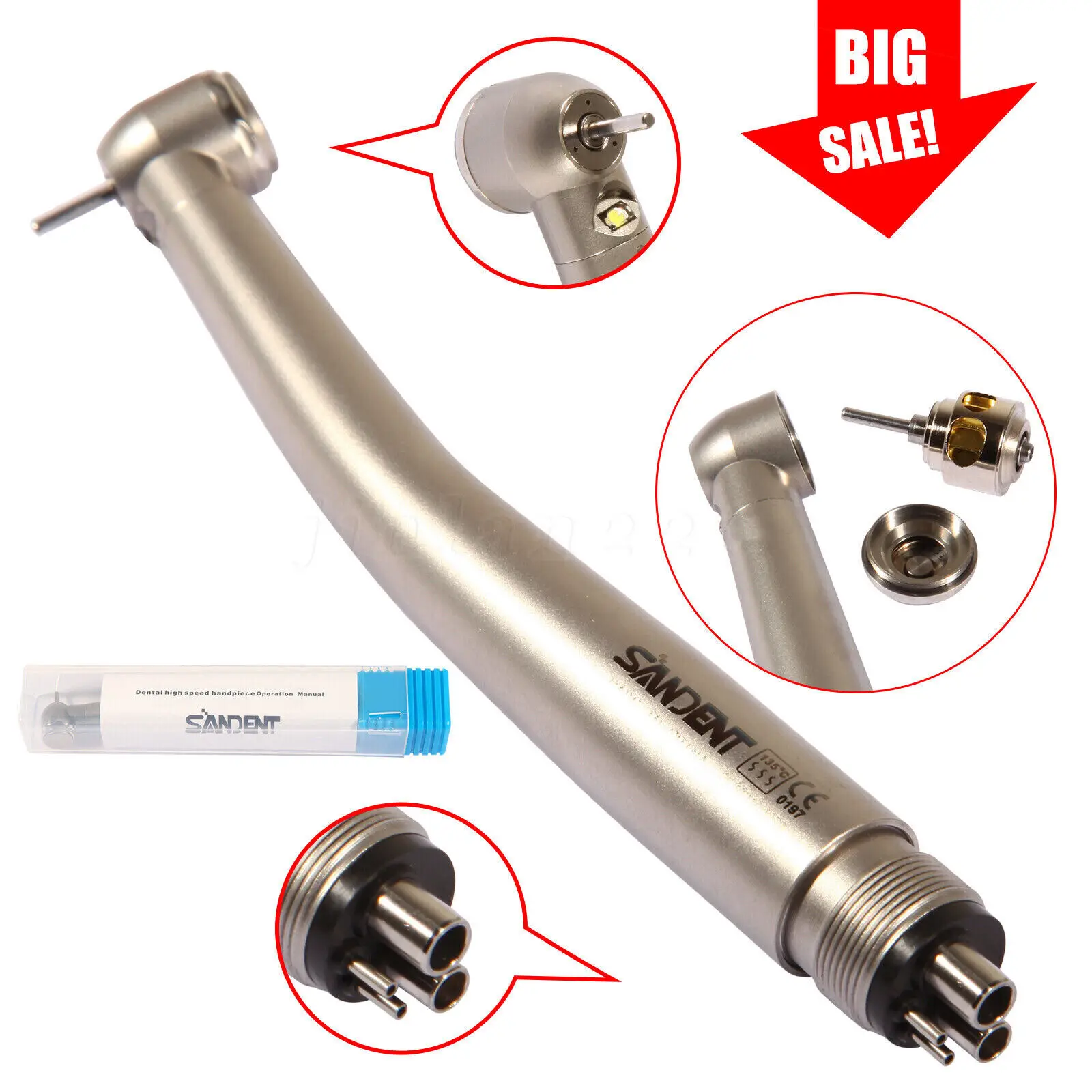 NSK Style Dental Fiber Optic LED E-generator high speed handpiece 4 HOLE Turbine