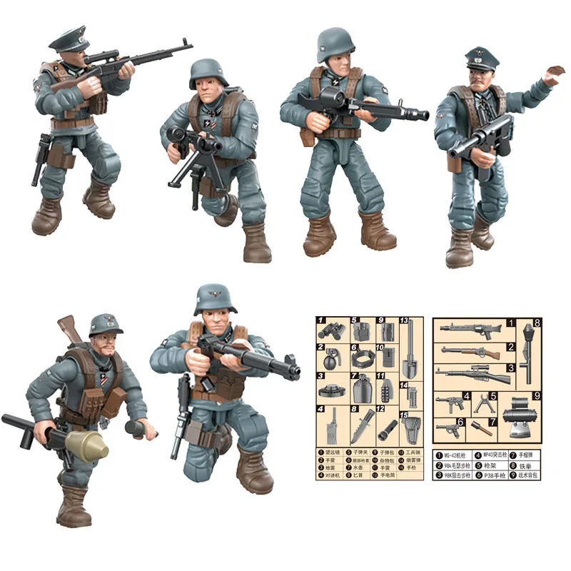 Ww2 Military Troops Batisbrick Mega Building Block World War Germany Army Forces Action Figures Weapon Brick Toys for Boys