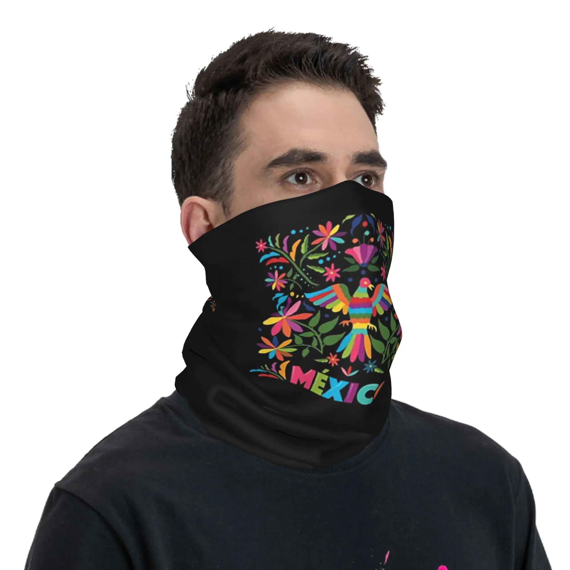 Colorful Mexican Traditional Pattern Bandana Neck Cover Printed Wrap Scarf Headband Riding Unisex Adult Breathable