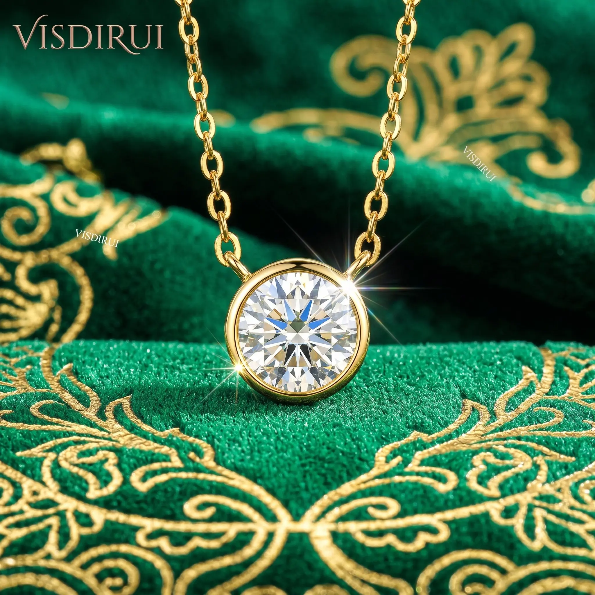 

VISDIRUI Luxury Minimalist 925 Sterling Filled 1ct Round Pendant Necklace With Gra Certificate Birthday Jewelry For Women
