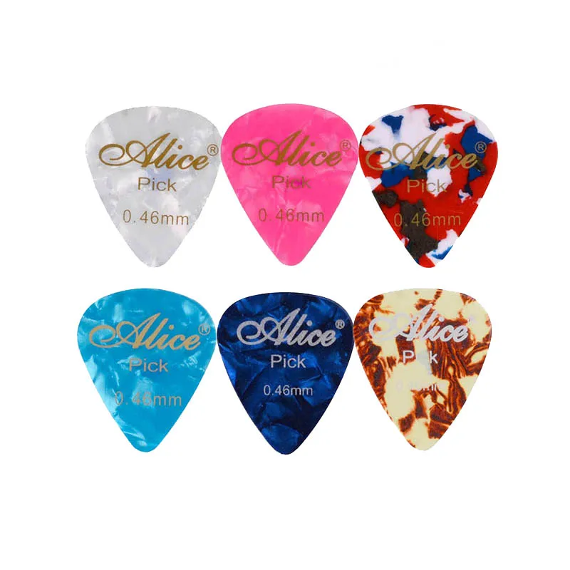 

100Pcs Alice Cellouid Guitar Pick Standard Shape Plectrums 0.46/0.71/0.81/0.96/1.2/1.5MM Mixed Colour Guitar Parts