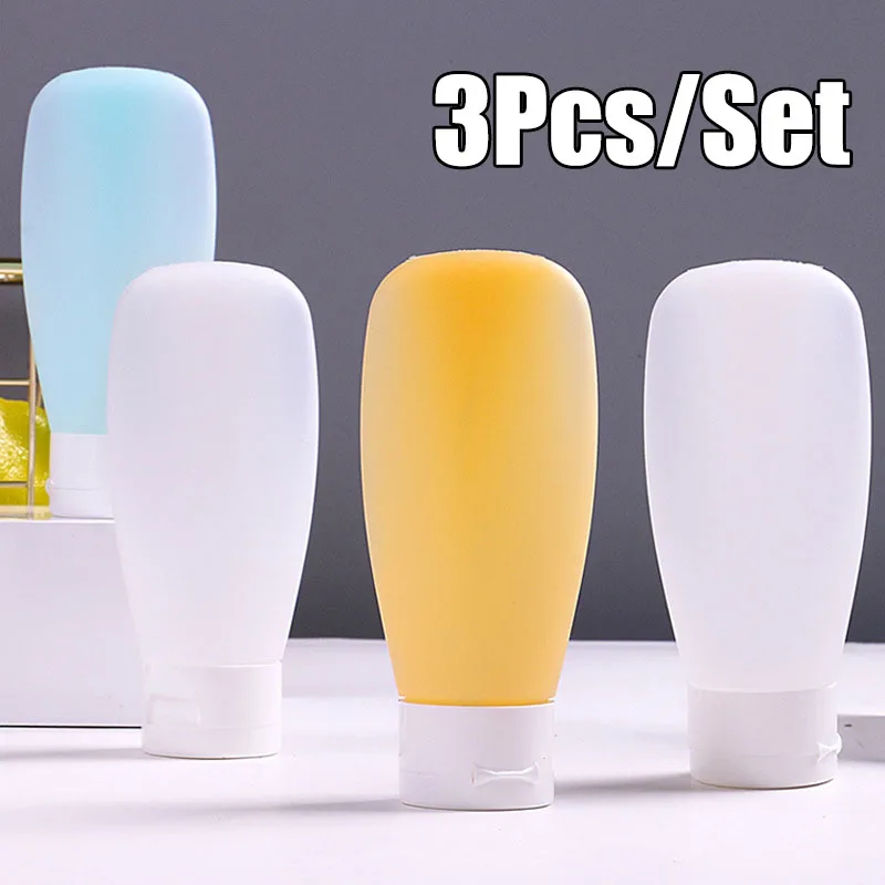 3Pcs/Lot PE Refillable Bottles 60ml 100ml Lotion Shower Gel Shampoo Container Squeeze Tube Empty Bottles Container Travel Tools