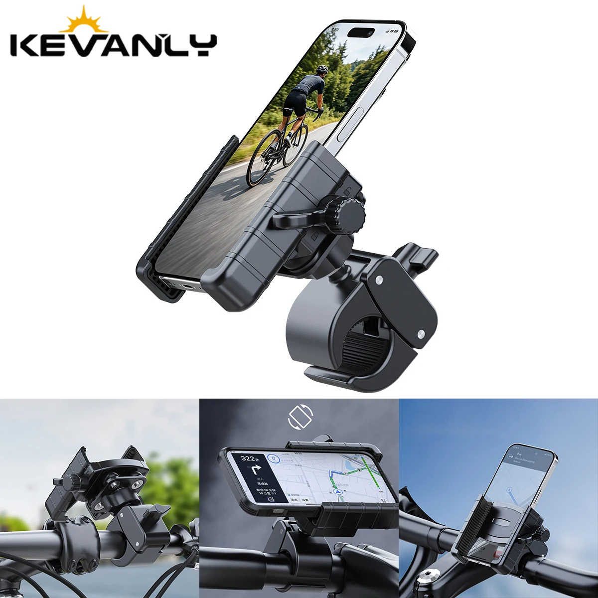 

Universal Motorcycle Phone Holder Half Enclosure Design Bike Bicycle Phone Mount Quick Lock Aluminum Handle Model 4.7-7" Phones