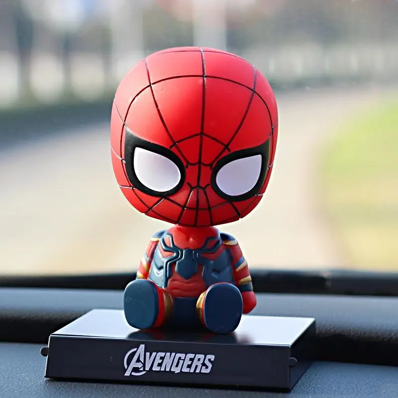 Avengers Car Ornament Bobblehead Doll Iron Man Car Interior Decoration Spider-Man Figure Marvel Car Ornament Surprise Gift