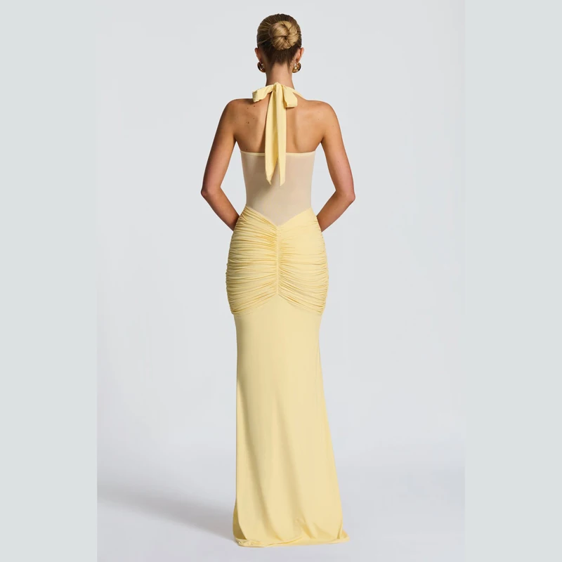 تنورة طويلة أنيقة على الطراز الأمريكي لعام 2025 شبكية عتيقة وربطة عنق على شكل ذيل السمكة مثيرة على الموضة بدون أكمام فستان نسائي قصير #4