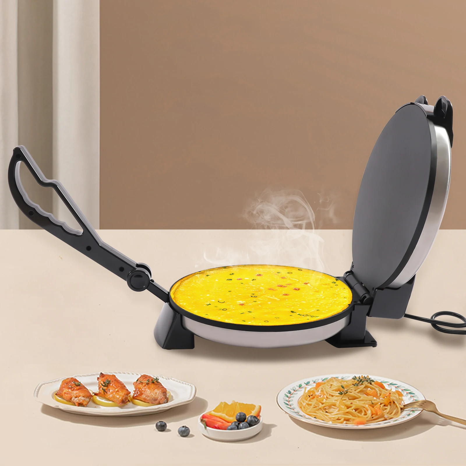 Non-Stick Pancake Roti Maker Electric Chapati Maker Stainless Steel Press Machine For Make Indian Style Chapati, Tortilla, Roti