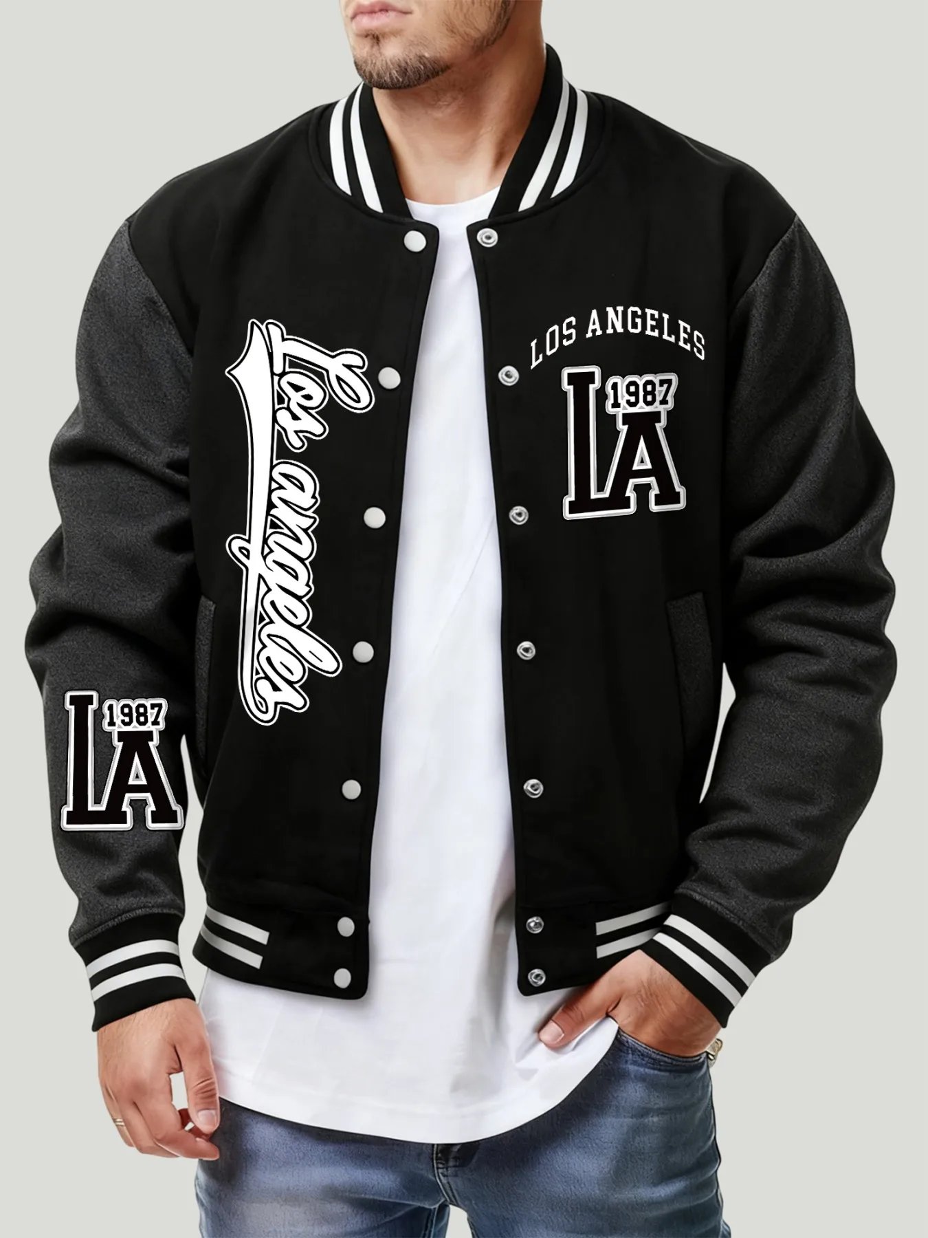 

Usa California City Print Jacket Man Fashion Loose Baseball Jersey Autumn Hip Hop Streetwear Soft Fleece Coat Casual Clothing