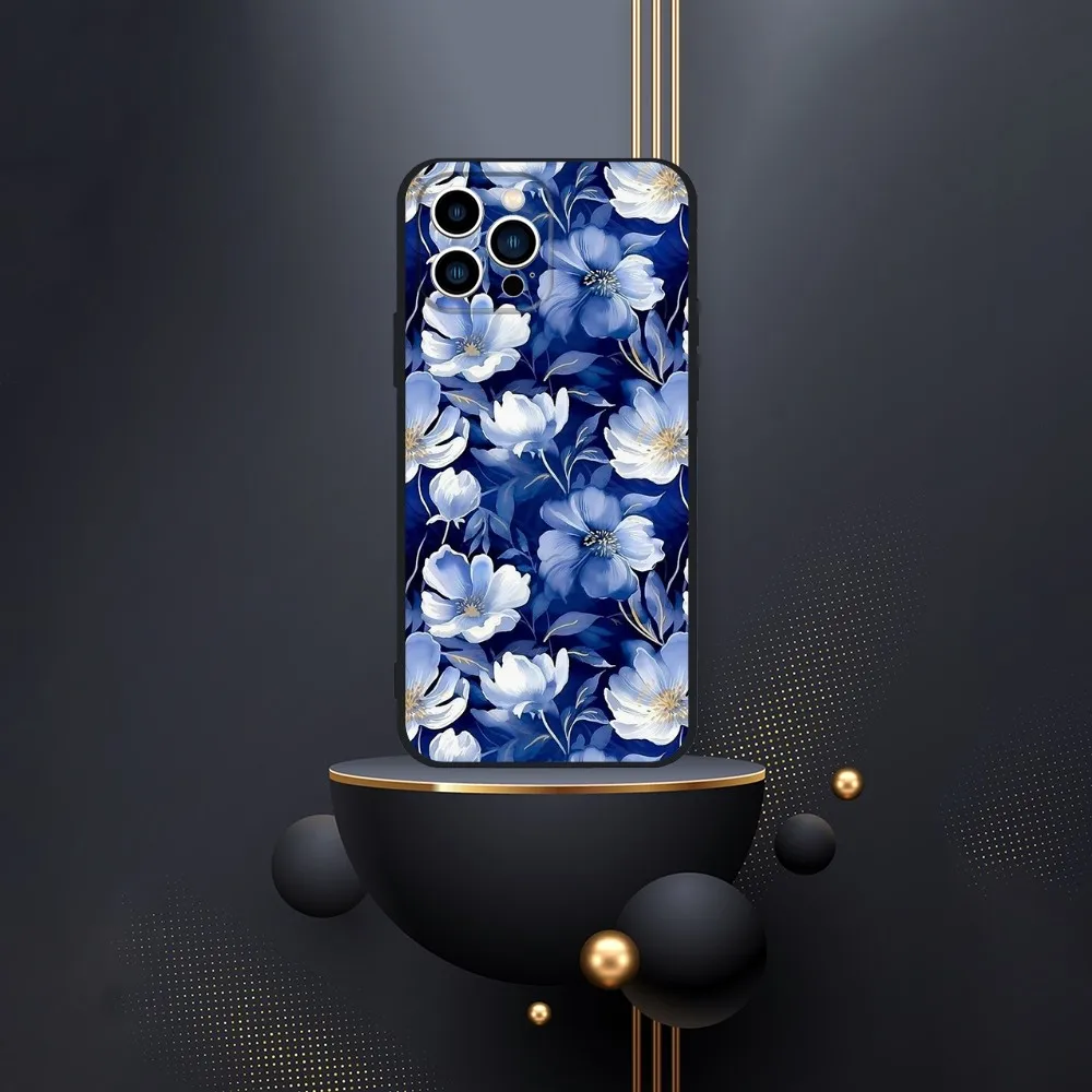 Blue-and-white pattern Phone Case For iPhone 16,15,14,13,12,Pro,Max,11,7,8,Plus,XR,XS Max Shockproof Silicone Soft Shell