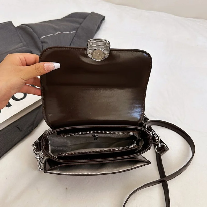 

Стильный однотонный клатч, винтажная модная сумка-мессенджер для женщин, минималистичный через плечо большой вместимости