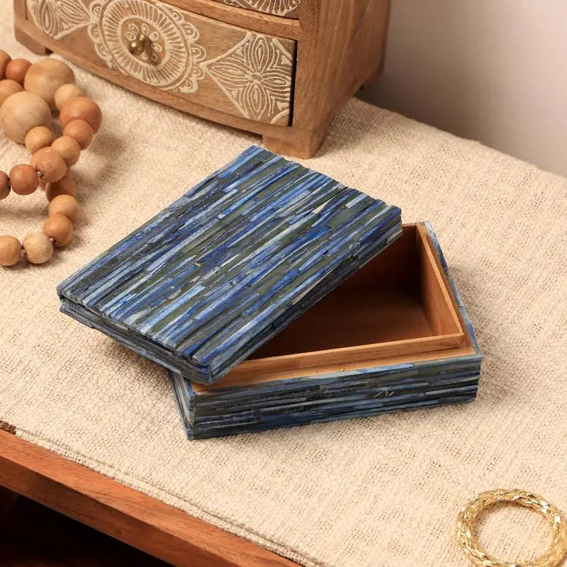 

Sky Blue Dyed Bone Inlay Decorative Box - Coastal Charm Accent Storage