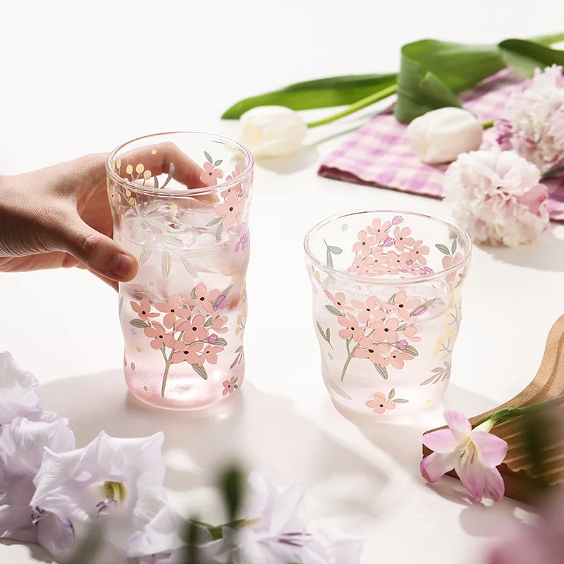 High Borosilicate Glass Cup Heat Resistant Tea Cup Stylish Design for Women Home Use