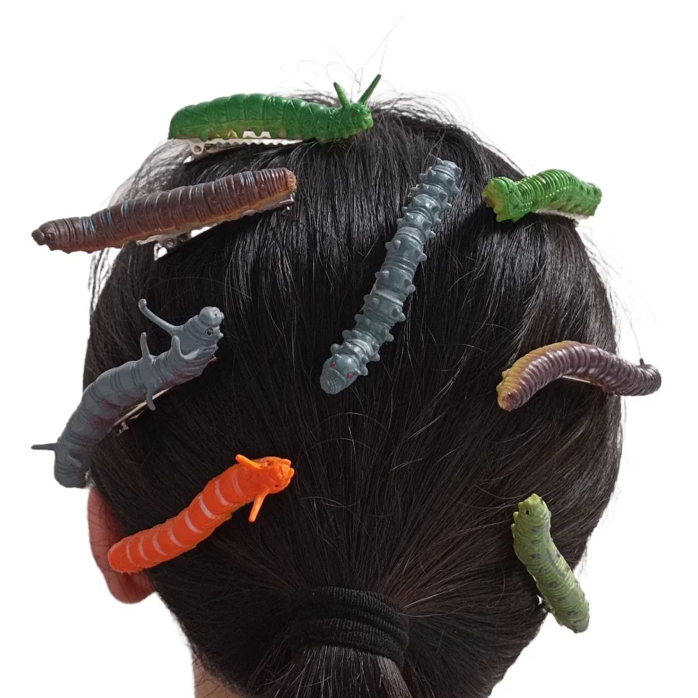 Creative Simulated Halloween Hair Claw Crawl Startle Caterpillar Hair Clip Prop Prank Festival