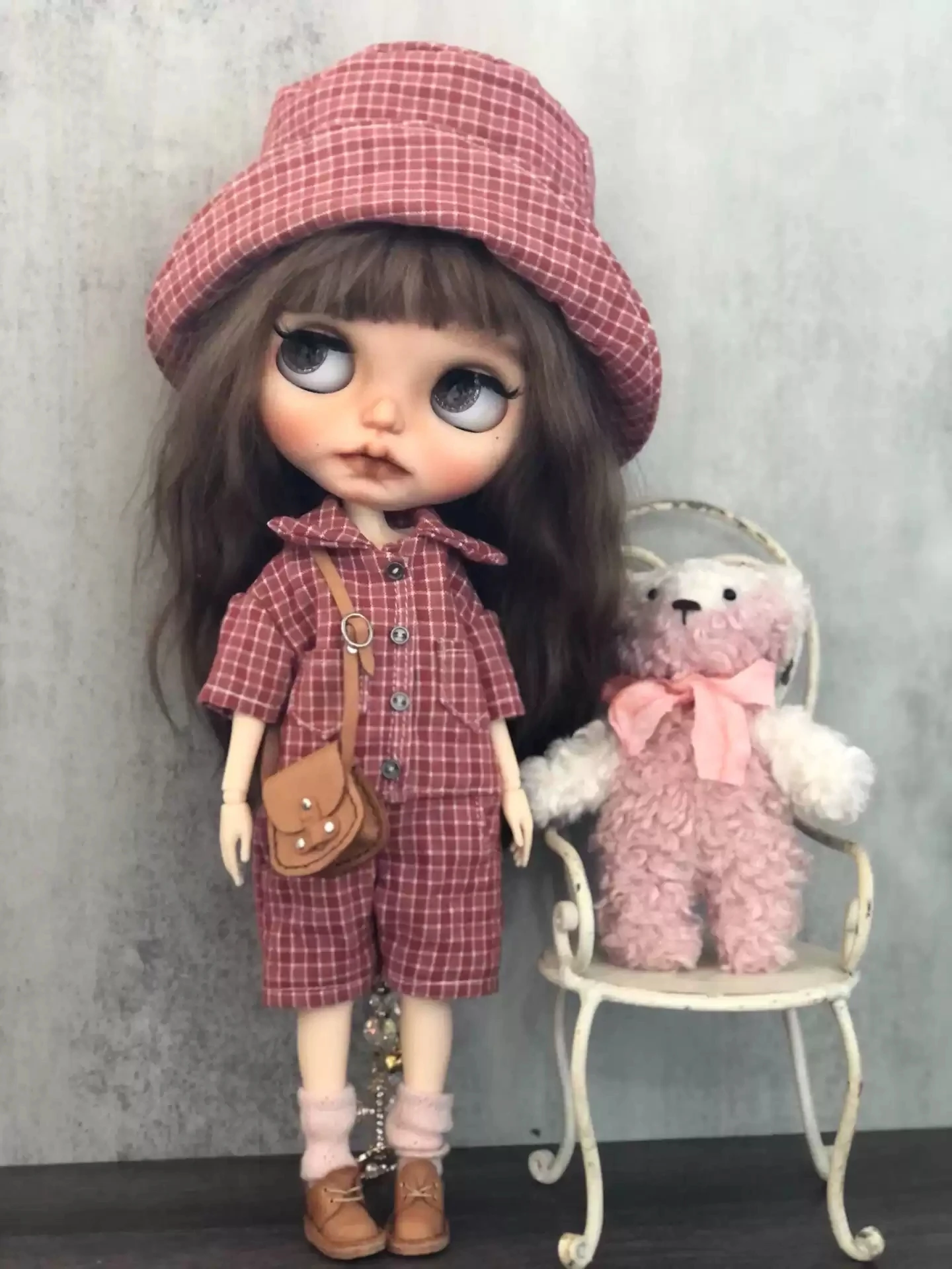 Dula Doll Clothes Dress Red plaid jumpsuit skirt Blythe ob24 Azone Licca ICY JerryB 1/6 Bjd Doll Accessories