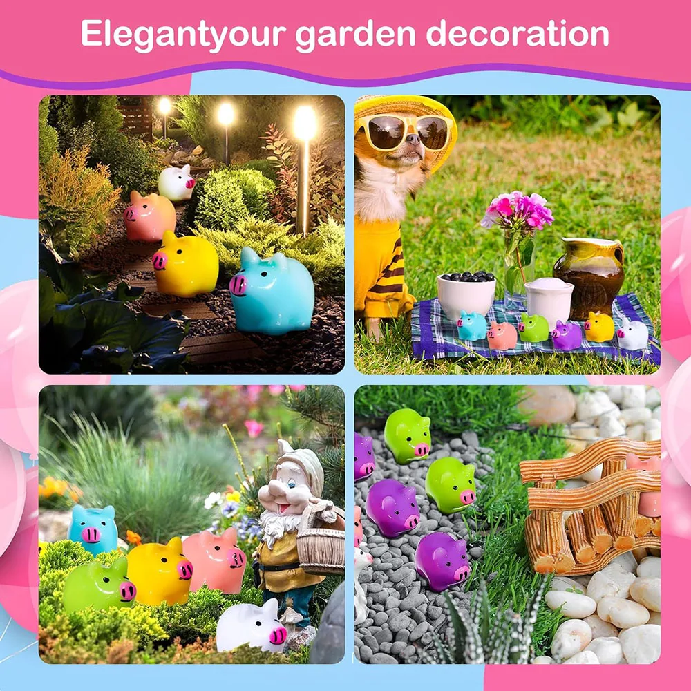 Mini Resin Pig Miniature Piggy Figures Garden Landscape Dollhouse Aquarium Potted Plant Room Decorations DIY Party Toys