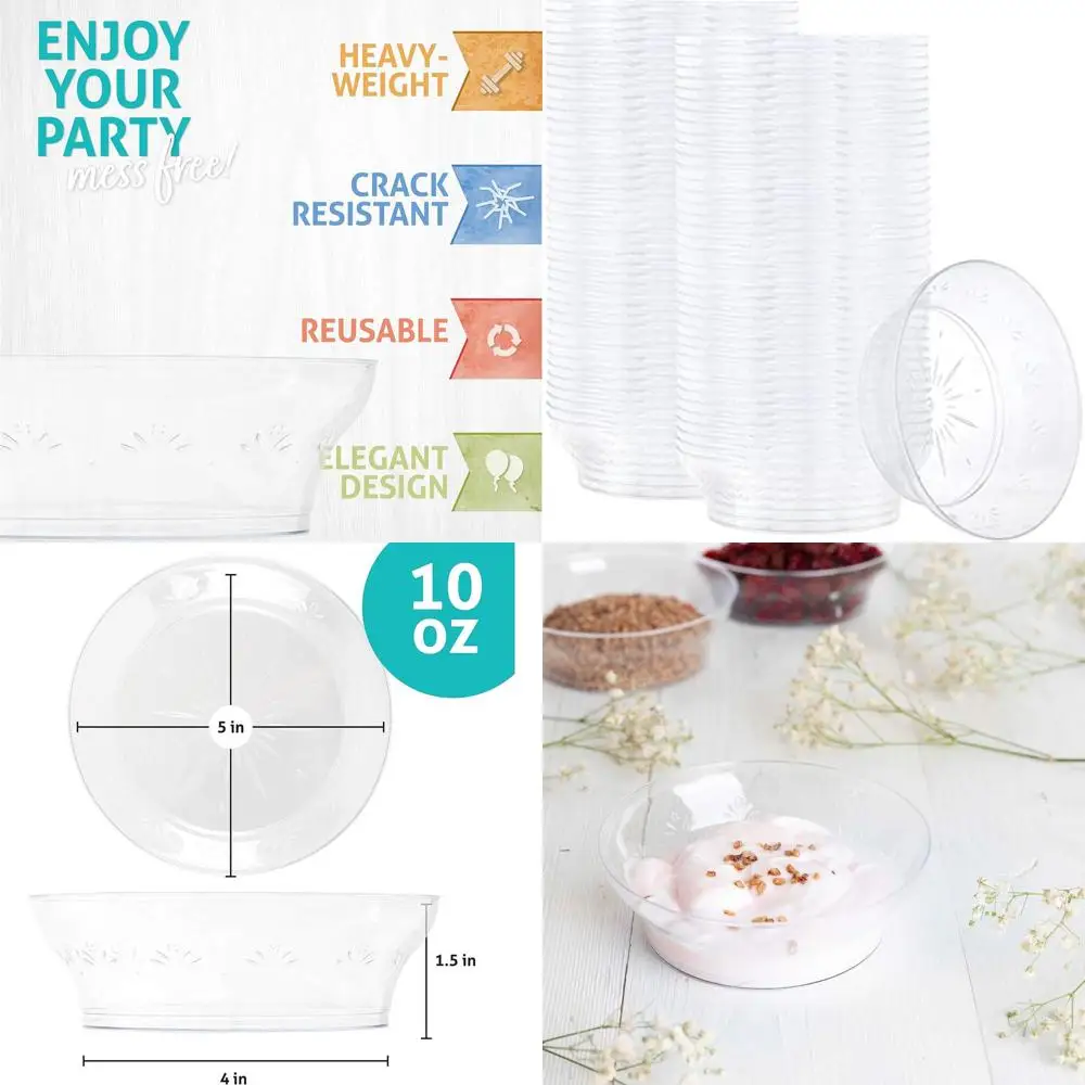 

High-Quality Heavyweight Crystal Clear Plastic Plates (240, 10-Ounce Bowls)