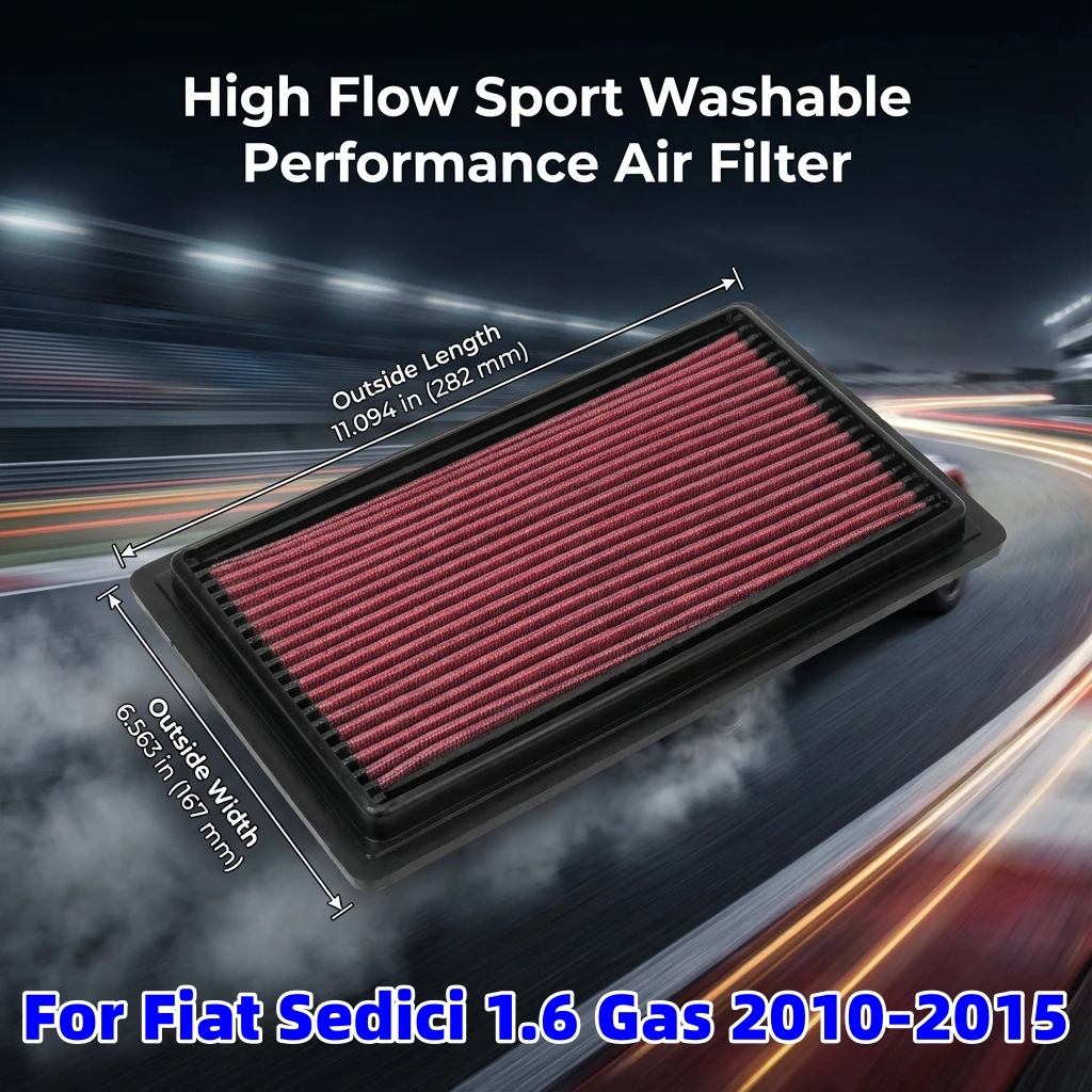 

Высокопроизводительный моющийся воздушный фильтр High Flow Sport для Fiat Sedici 1.6 Gas 2010-2015, увеличивающий мощность двигателя и экономию топлива (MPG 33-2075)