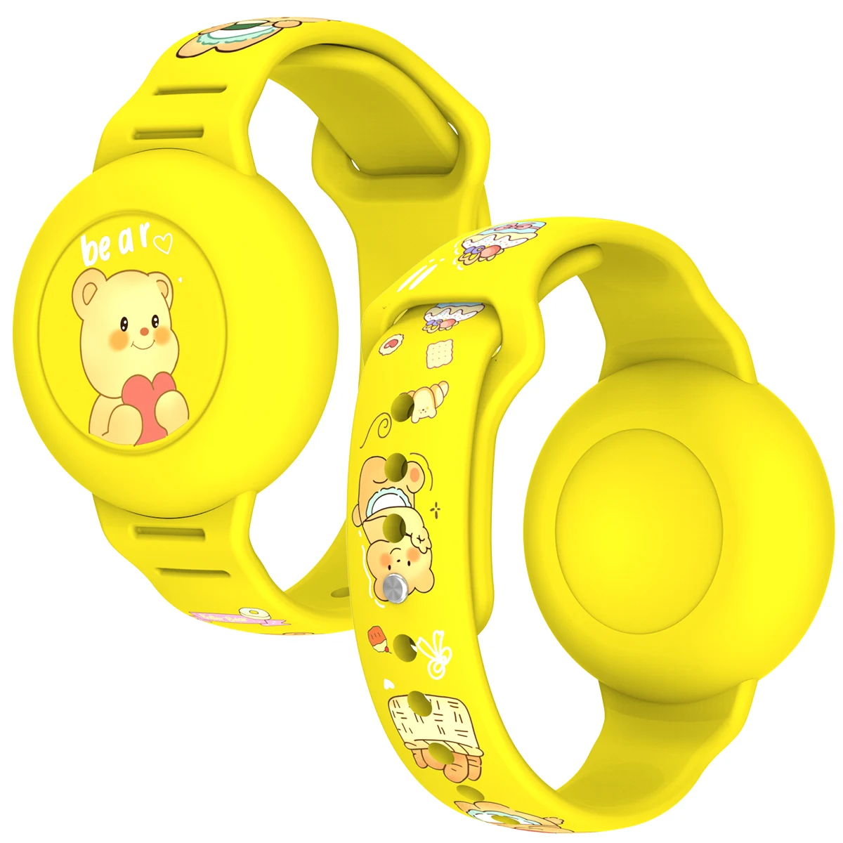 AirTag-Armband für Kinder, Wasserdichter Niedlicher Cartoon-AirTag-Halter für Kinder mit Vollständigem Schutzdesign und Verstecktem Silikon-Armband