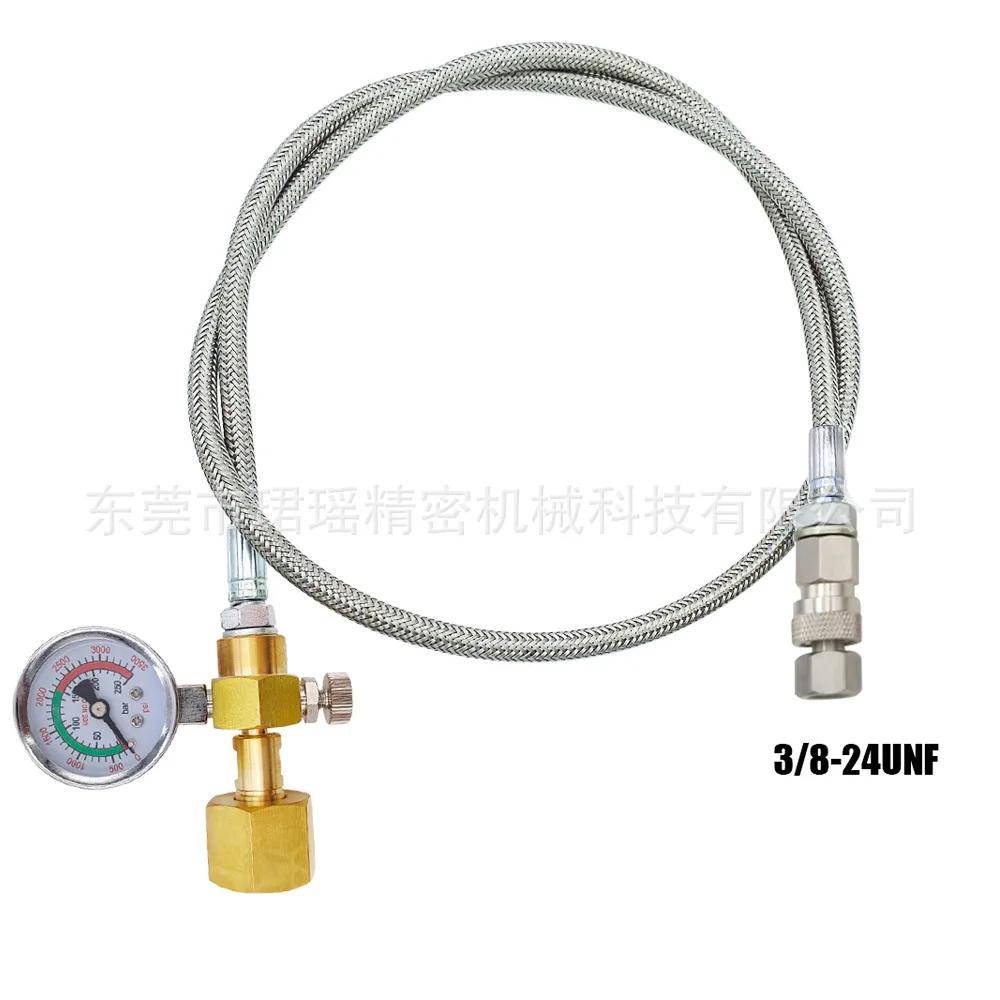 

W21.8 G5/8 CO2 Cylinder with 90cm Steel Braided Hose Large to Small 3/8-24 UNF