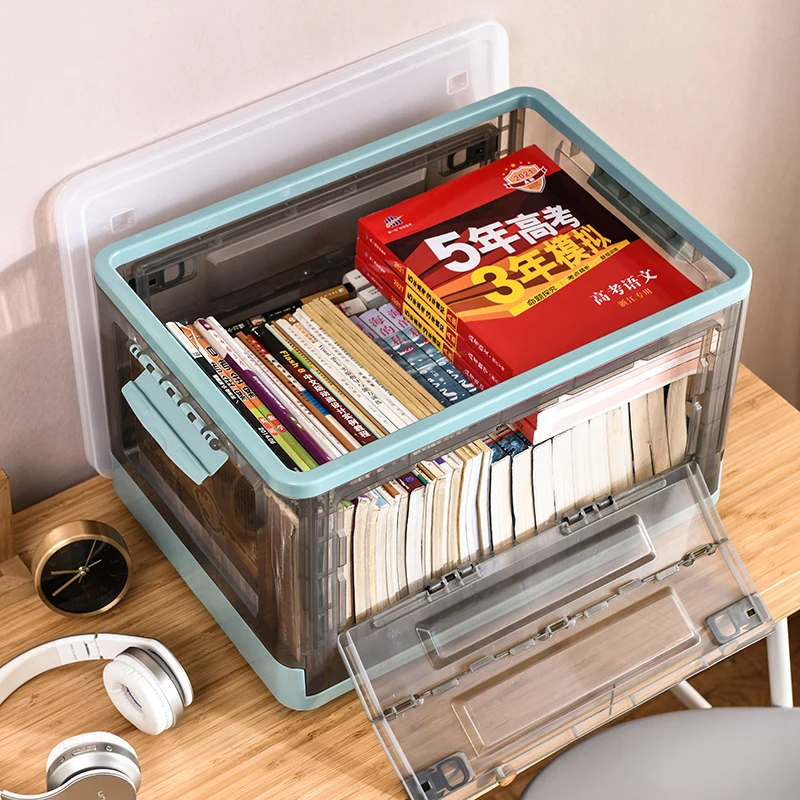 Foldable Clothes Storage Box with Lid Buckles, Plastic Container, Cube Baskets for Organizing Cubby