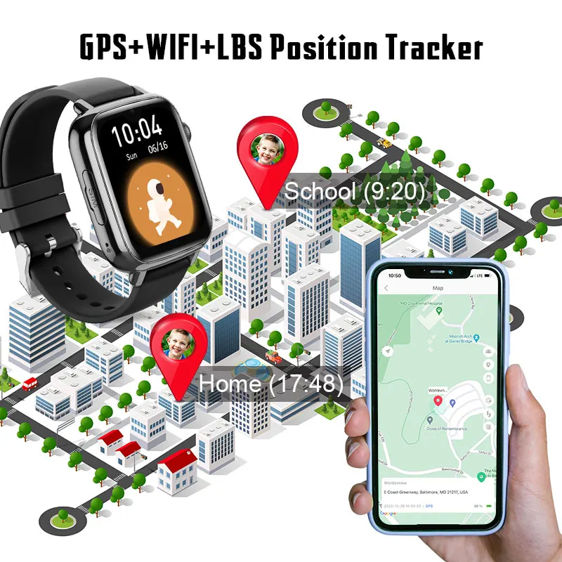 Wonlex KT34 Inteligentny zegarek dla dzieci 4G WiFi Połączenie wideo Dziecięcy zegarek GPS Tracker Google Play Store Tryb klasy Dziecięcy SmartWatch WhatsApp