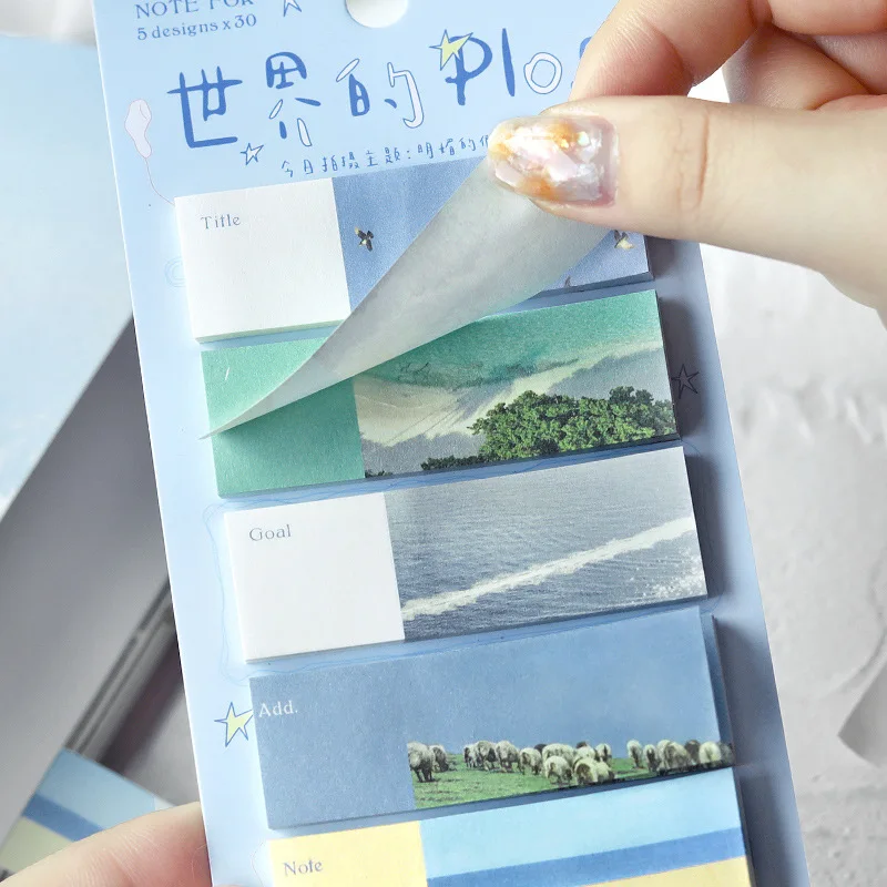 150-Page Combo T Notes World's Plog Series Literary Ins Style Handbook Marker Memo Material  Stickers Scrapbookingt Sticky Notes